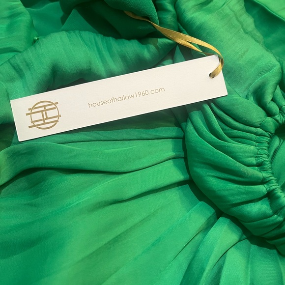 House of Harlow 1960 Emerald Green Pleated One Shoulder Keyhole Maxi Dress small - Picture 5 of 7